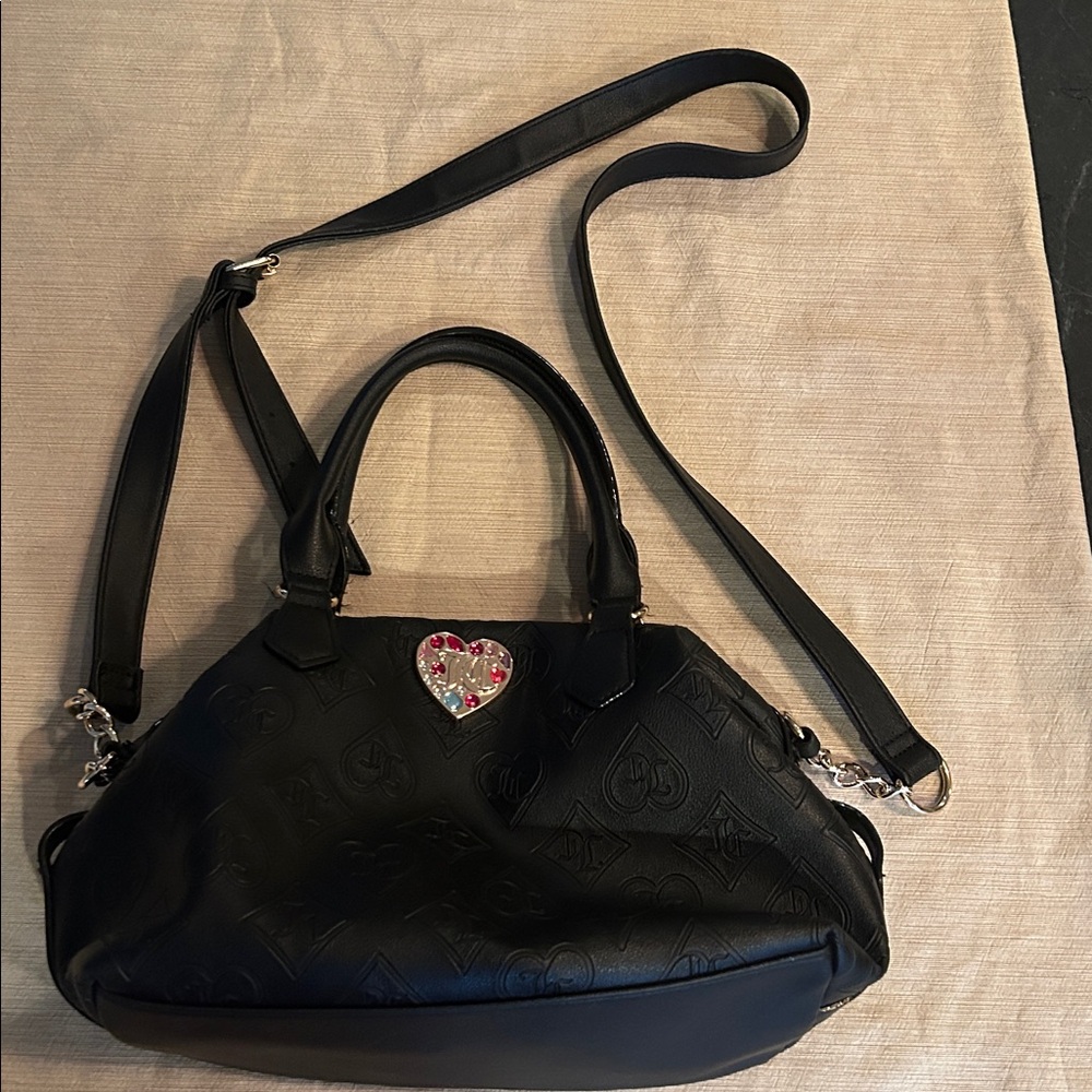 Juicy Couture Glitzed Out Black Hobo Crossbody Satchel Purse Bag Gold y2k gems